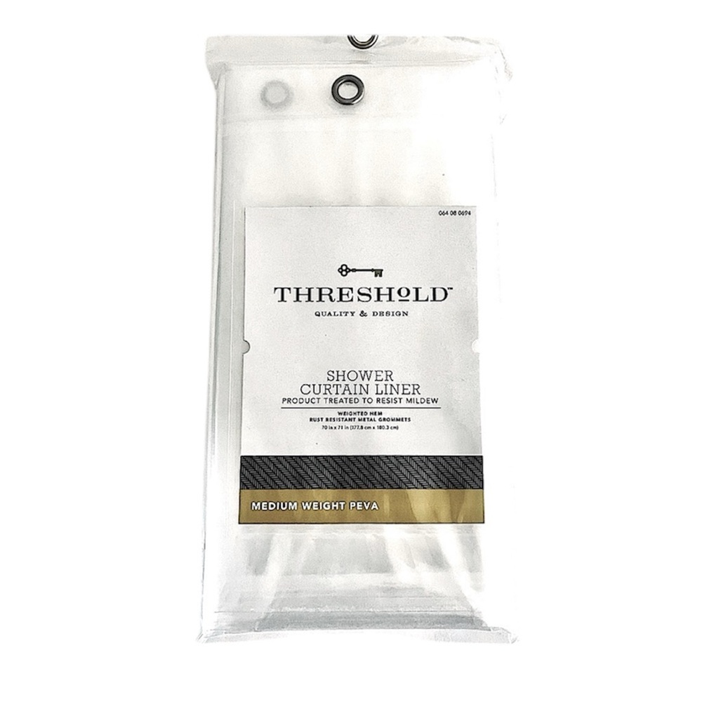NEW Threshold Clear Shower Curtain Liner Medium Weight PEVA